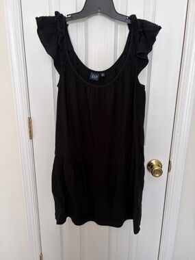 GAP Black Ruffle Sleeve Gauze Dress